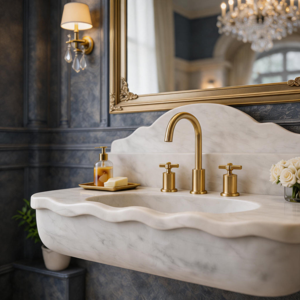 30" Cararra Marble Sink with backsplash