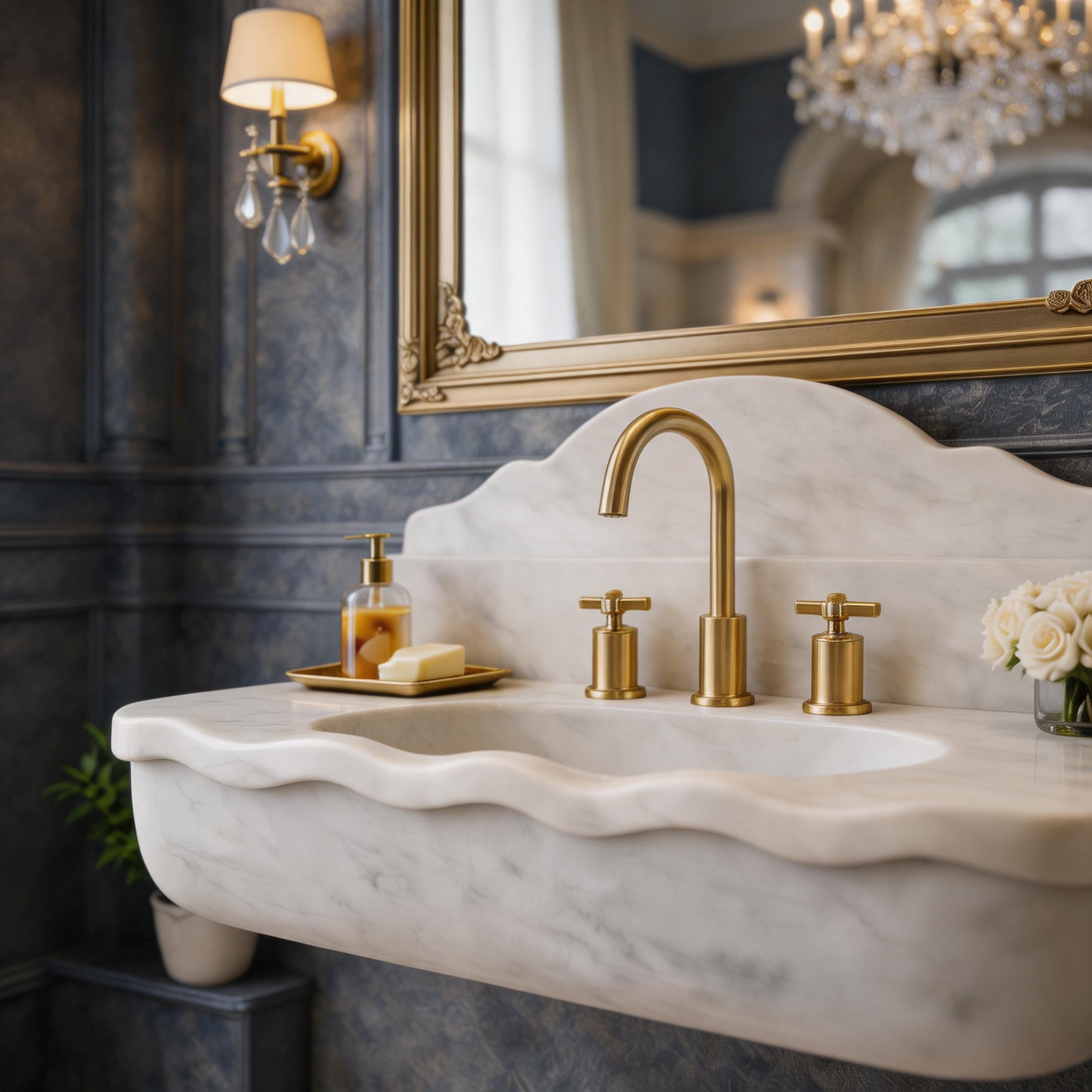30" Cararra Marble Sink with backsplash