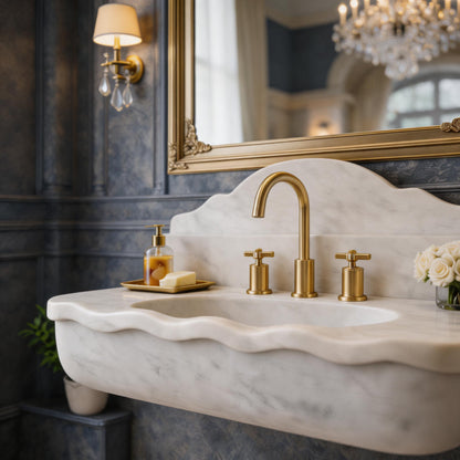 30" Cararra Marble Sink with backsplash