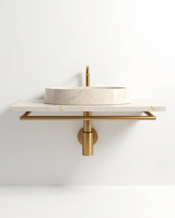 Travertine Console with Gold Base