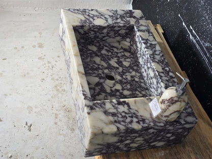 Calacatta Marble Sink – Wall Mounted Floating Vanity – Luxury Bathroom Sink Handmade
