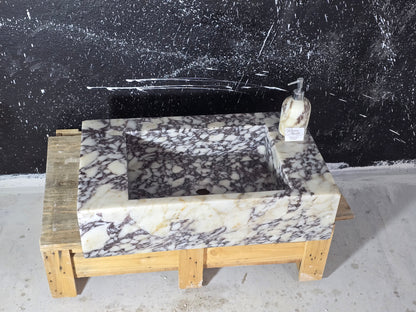 Calacatta Marble Sink – Wall Mounted Floating Vanity – Luxury Bathroom Sink Handmade