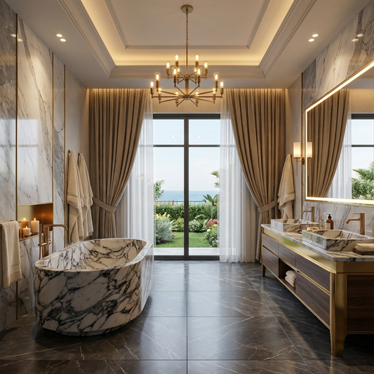 Calacatta Viola Marble Bathtub – Luxury Freestanding Stone Tub 70’’