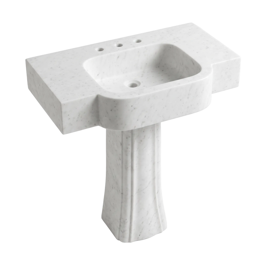 Cervaro – Custom Carrara White Marble Pedestal Bathroom Sink