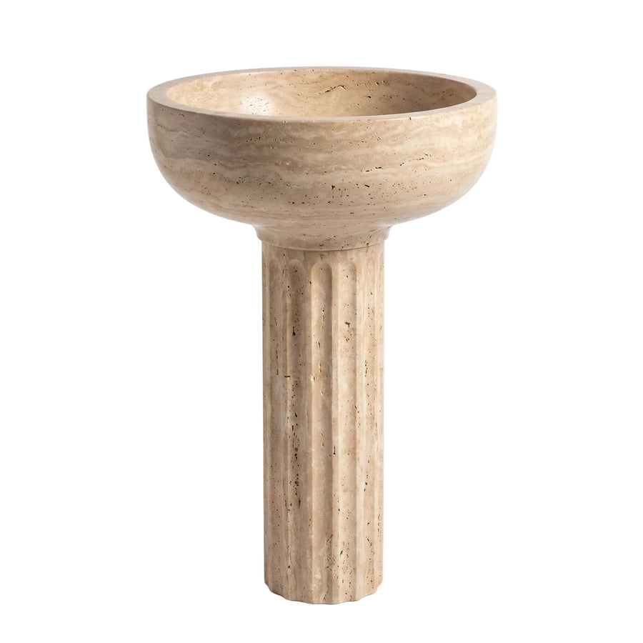 Corvenza – Fluted Travertine Pedestal Sink