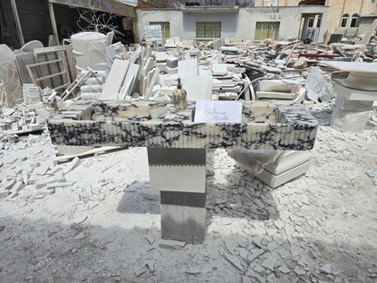 Double Fluted Monolithic Marble Sink 60’’