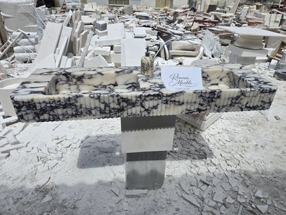 Double Fluted Monolithic Marble Sink 60’’