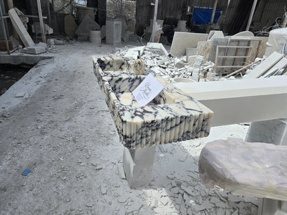 Double Fluted Monolithic Marble Sink 60’’