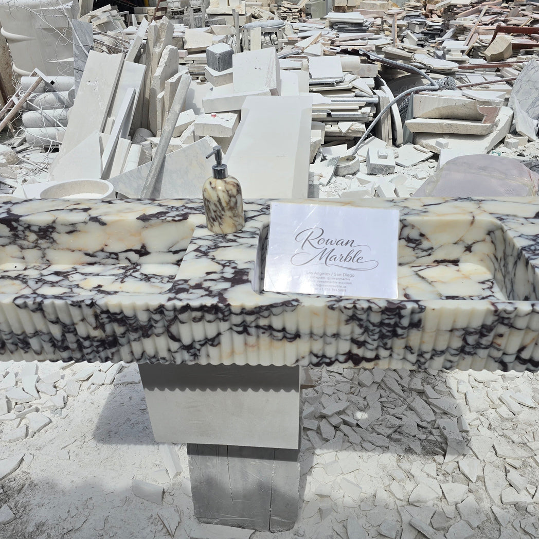 Double Fluted Monolithic Marble Sink 60’’