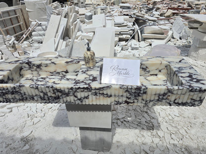 Double Fluted Monolithic Marble Sink 60’’