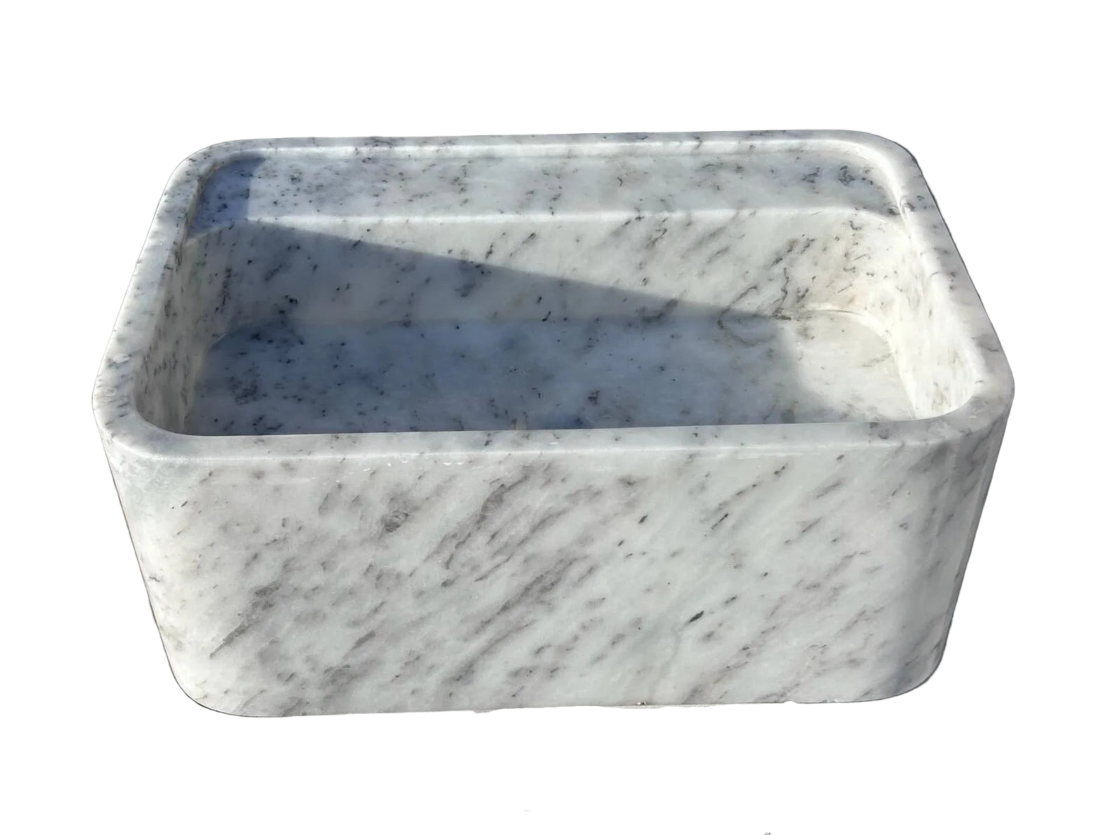 24" Carrara White Smooth Marble Sink  – Wall Mounted Floating Vanity – Luxury Bathroom Sink Handmade