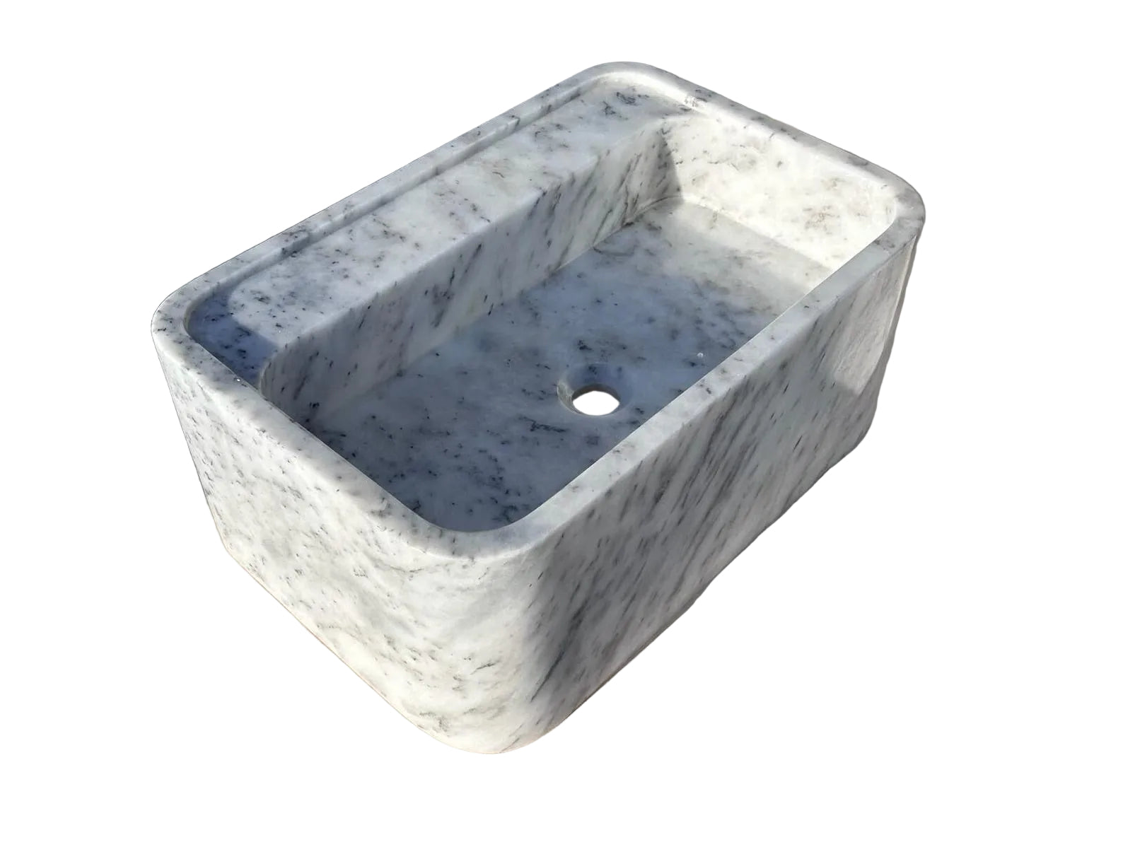 24" Carrara White Smooth Marble Sink  – Wall Mounted Floating Vanity – Luxury Bathroom Sink Handmade