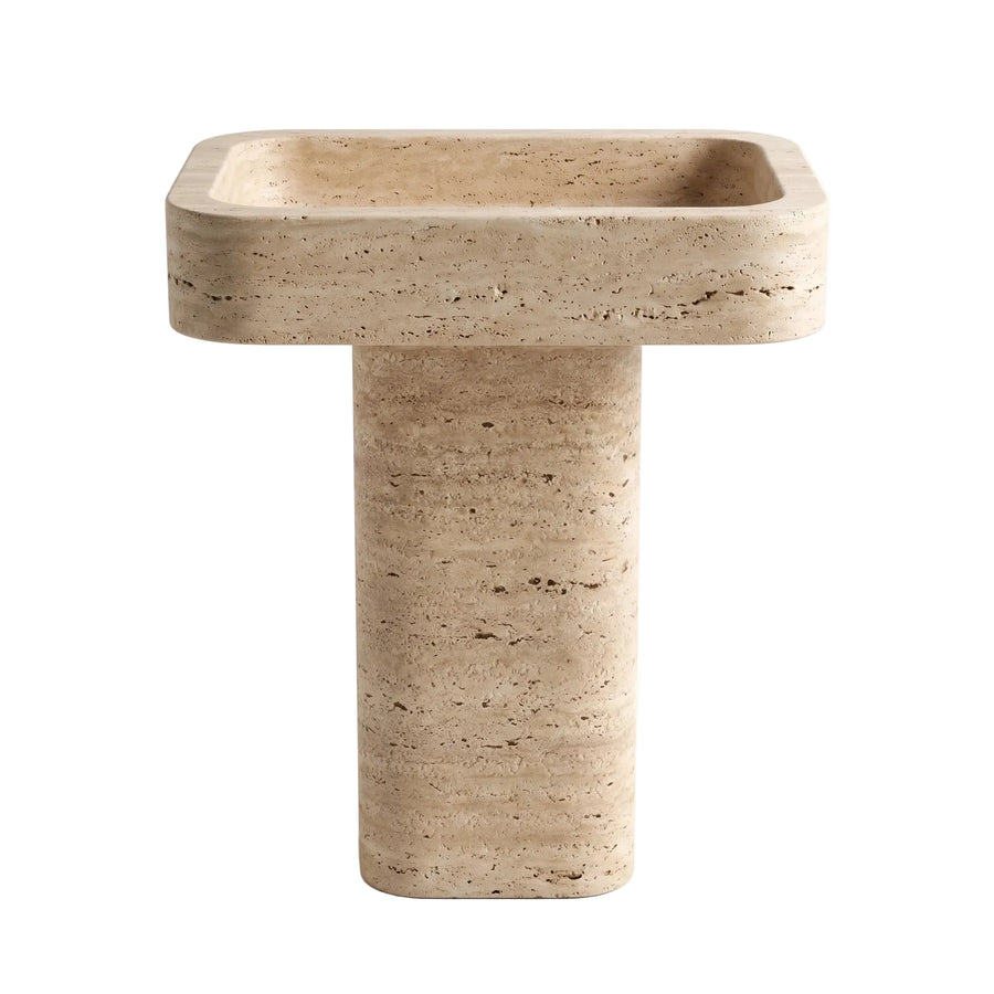 Marlowe – Rectangular Travertine Pedestal Sink