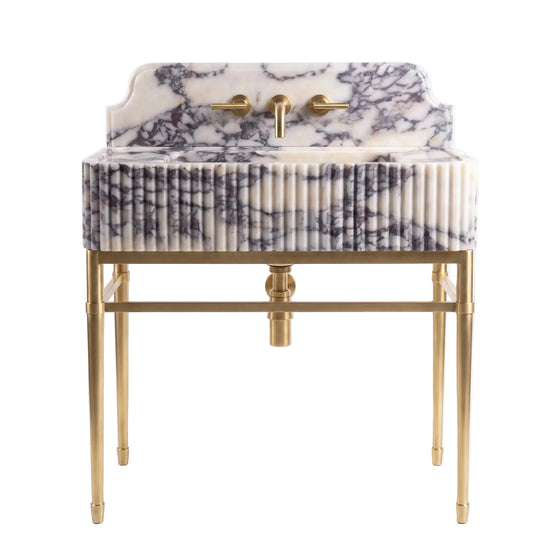 Milano - Custom Calacatta Viola Marble Sink Vanity with Solid Brass Console Legs