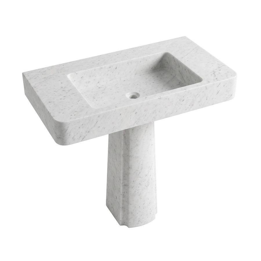 Seravio – Custom Carrara White Marble Pedestal Bathroom Sink