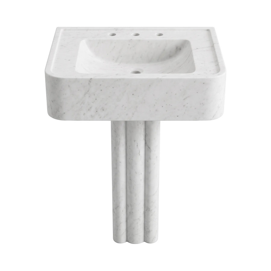 Valerio – Custom Carrara White Marble Pedestal Bathroom Sink