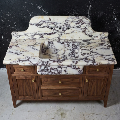 60" Marble Sink Vanity with Wood Cabinet | Made to order