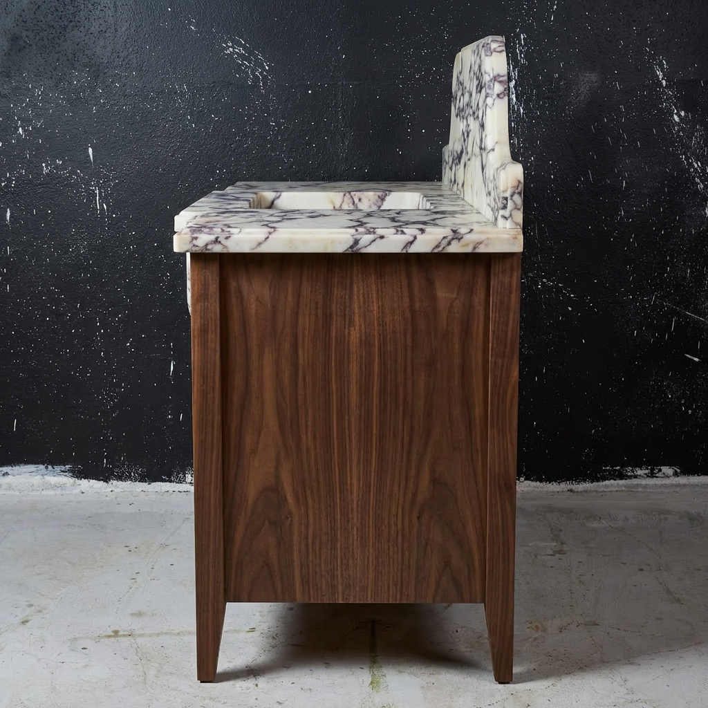60" Marble Sink Vanity with Wood Cabinet | Made to order